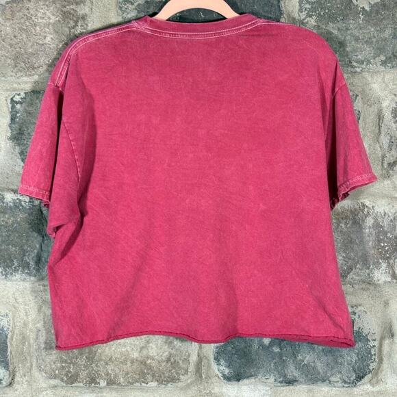 Coca Cola Cropped‎ T-Shirt Woman's Large Classic Lightweight Red White Faded - Picture 4 of 9